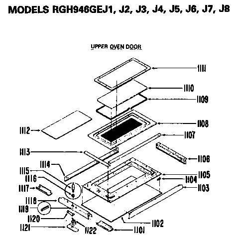Hotpoint RGH946GEJ1 upper oven door diagram
