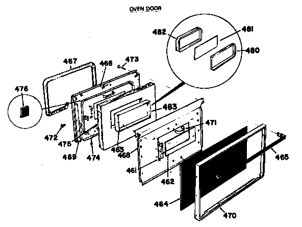 Hotpoint RGH946GEJ1 oven door diagram