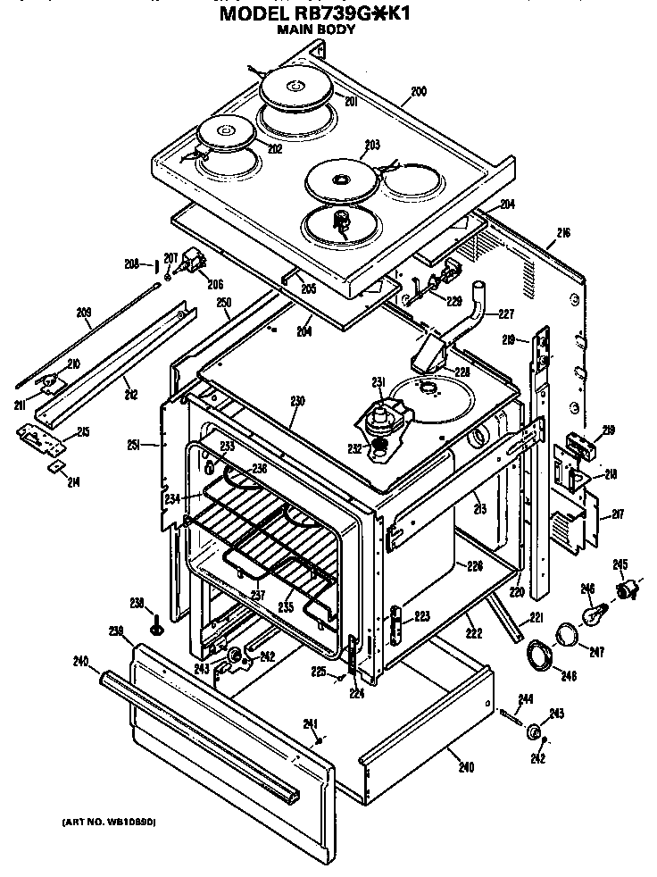 Hotpoint RB739G*K1 main body diagram
