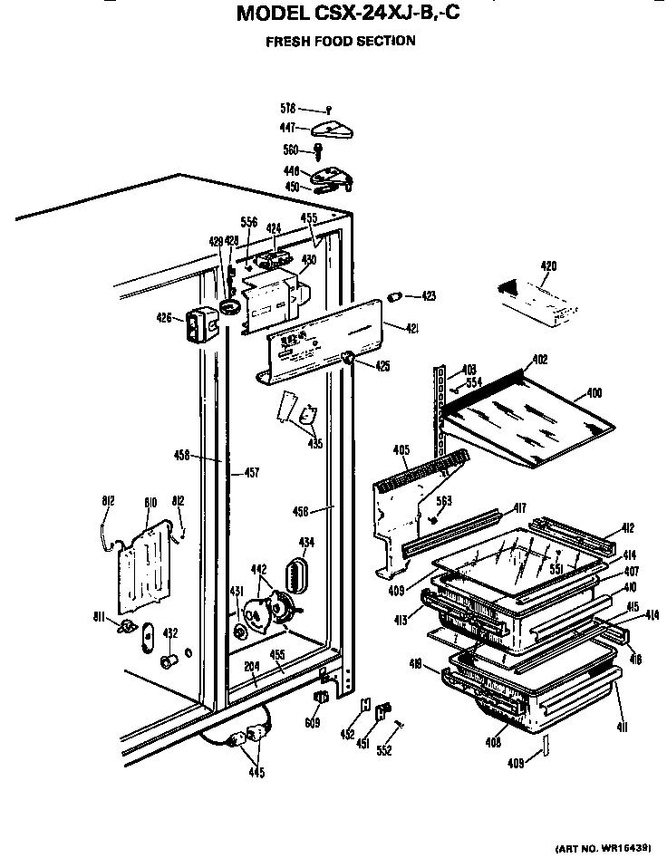 Hotpoint CSX24XJC fresh food section diagram