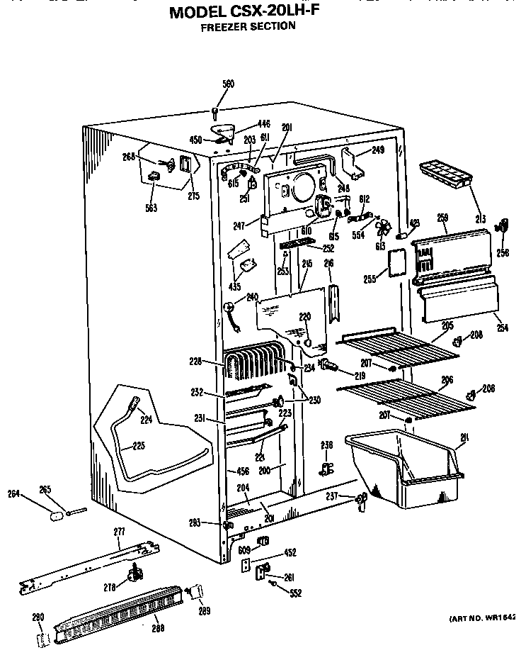 Hotpoint CSX20LHF freezer section diagram