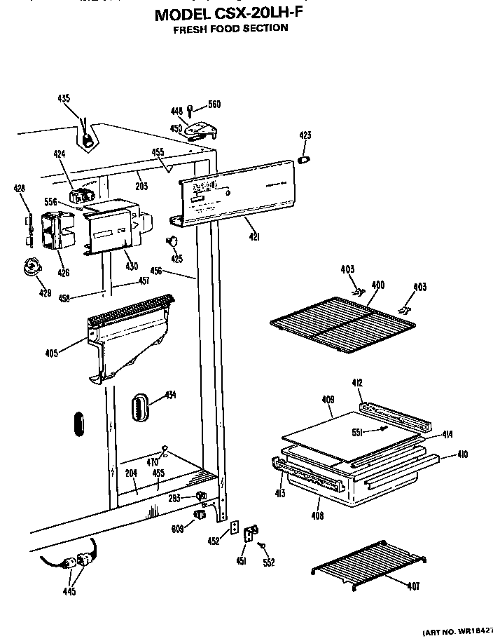 Hotpoint CSX20LHF fresh food section diagram