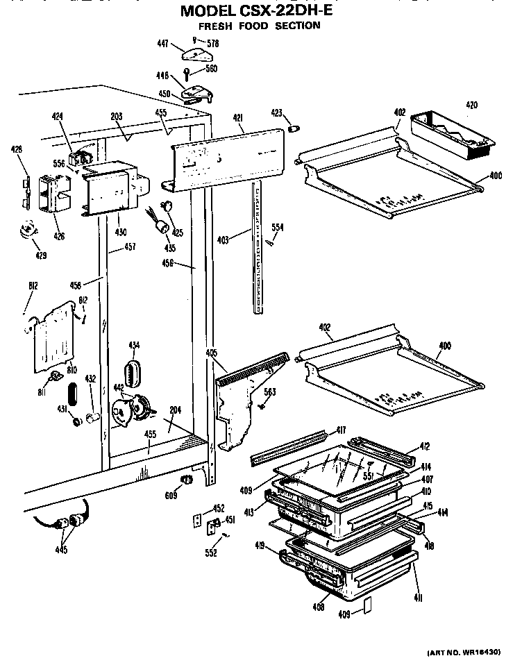 Hotpoint CSX22DHE fresh food section diagram