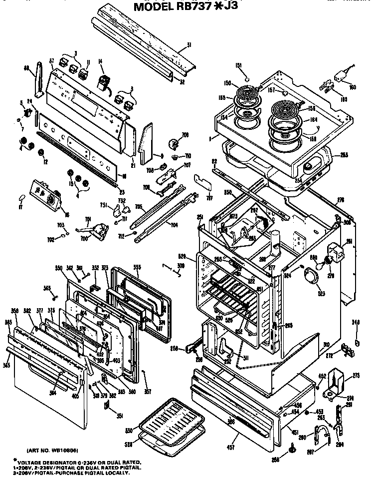 Hotpoint RB737*J3 replacement parts diagram