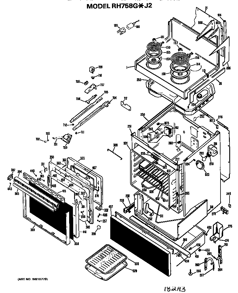 Hotpoint RH758G*J2 main body diagram