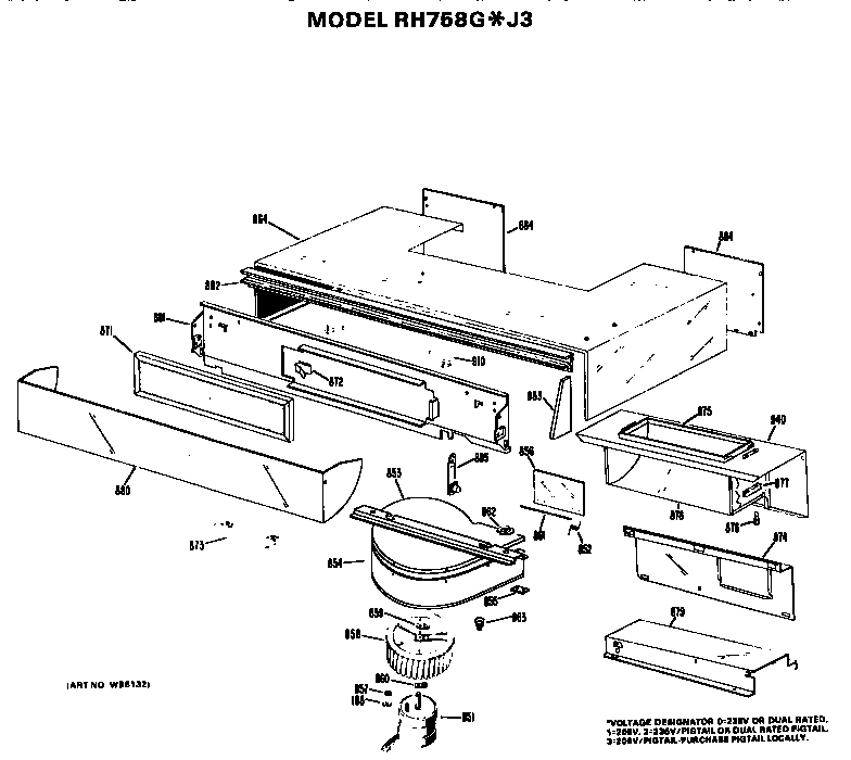 Hotpoint RH758G*J3 hood diagram