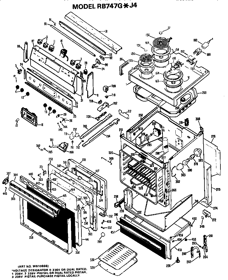 Hotpoint RB747G*J4 replacement parts diagram