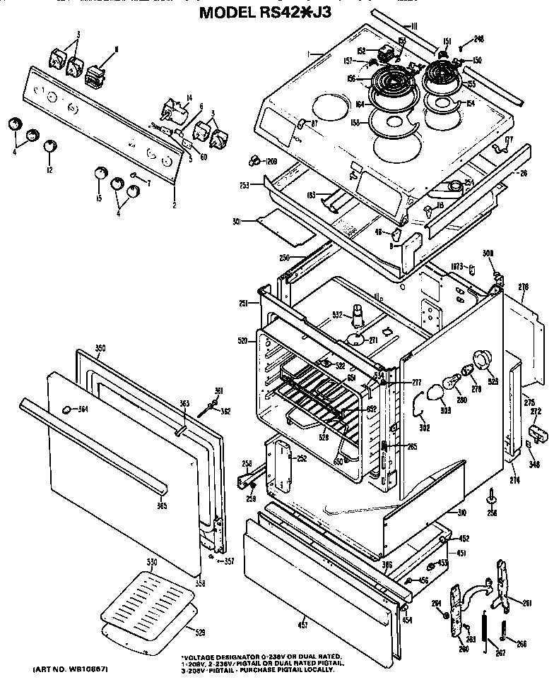 Hotpoint RS42*J3 replacement parts diagram