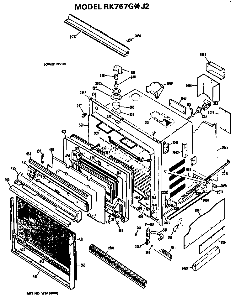 Hotpoint RK767G*J2 lower oven diagram