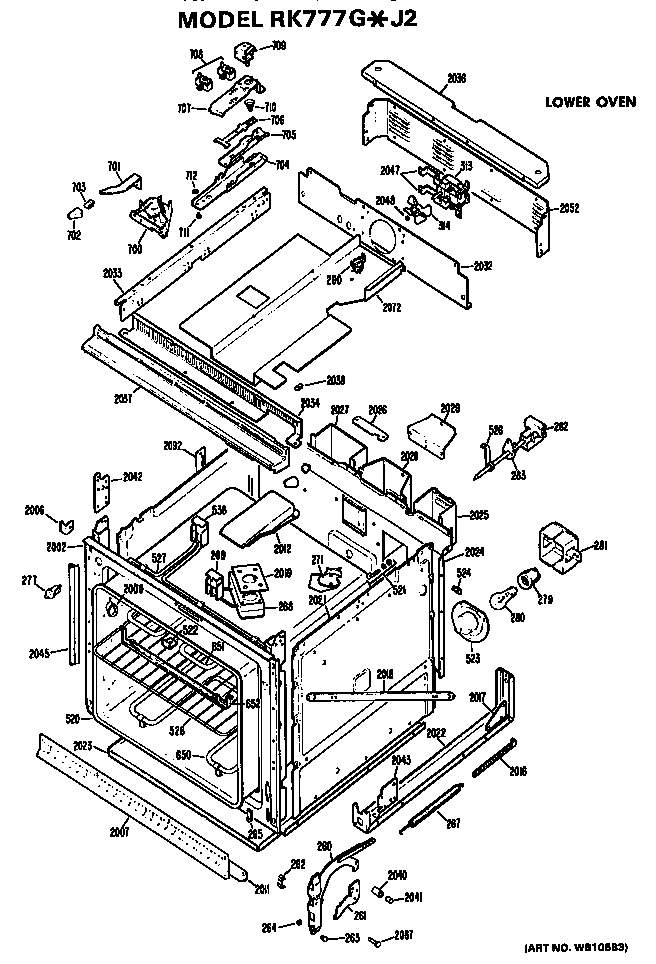 Hotpoint RK777G*J2 lower oven diagram