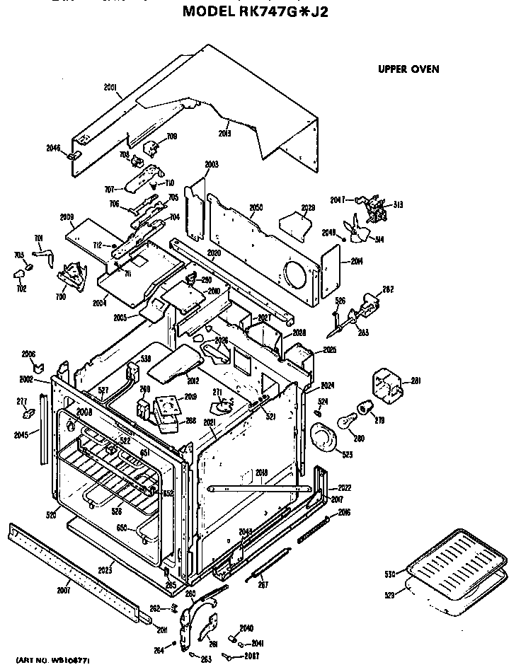 Hotpoint RK747G*J2 upper oven diagram