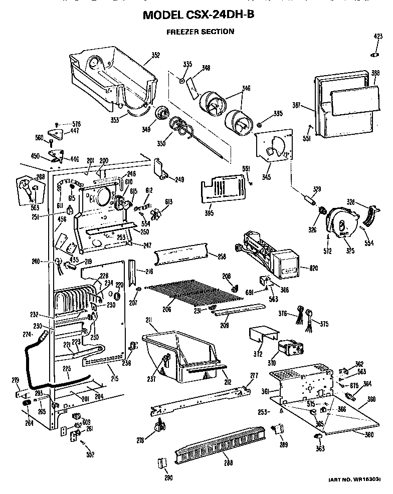 Hotpoint CSX24DHB freezer section diagram