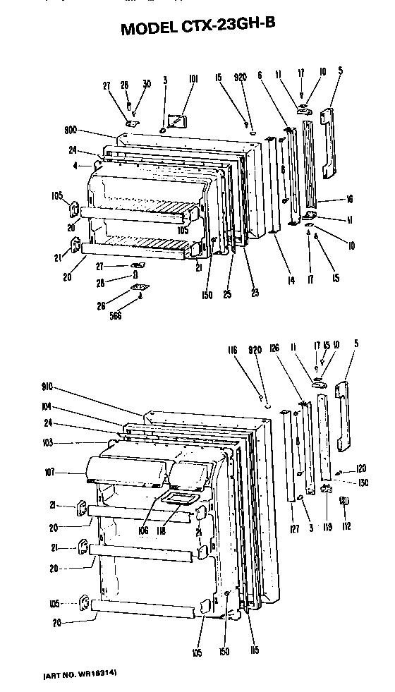 Hotpoint CTX23GHB doors diagram