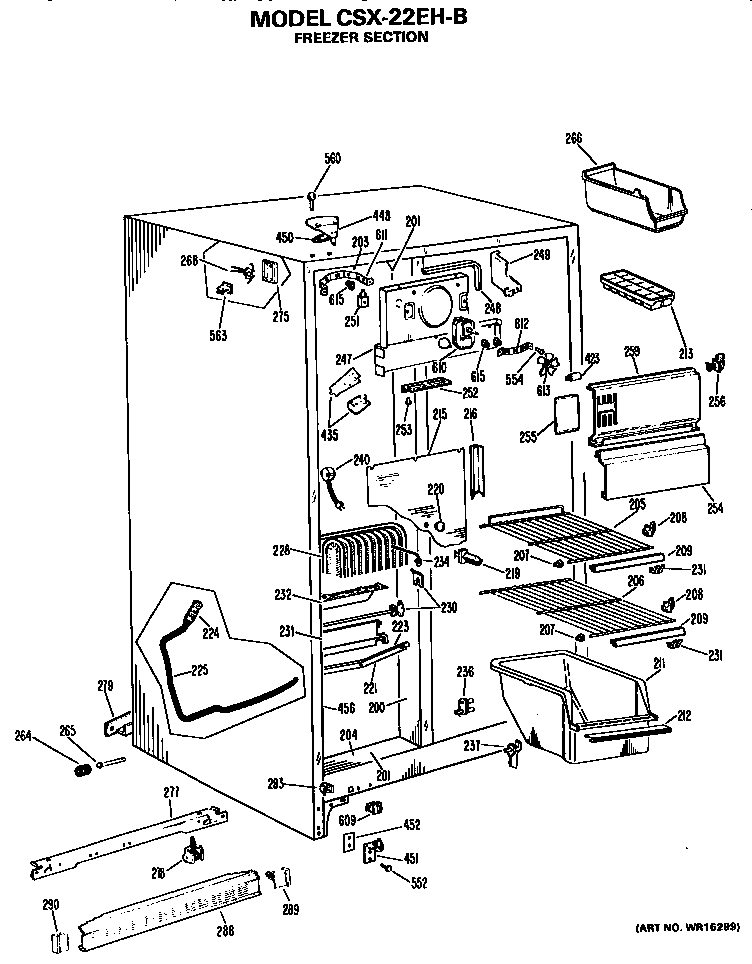 Hotpoint CSX22EHB freezer section diagram