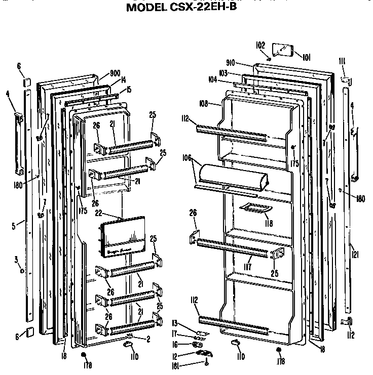 Hotpoint CSX22EHB doors diagram
