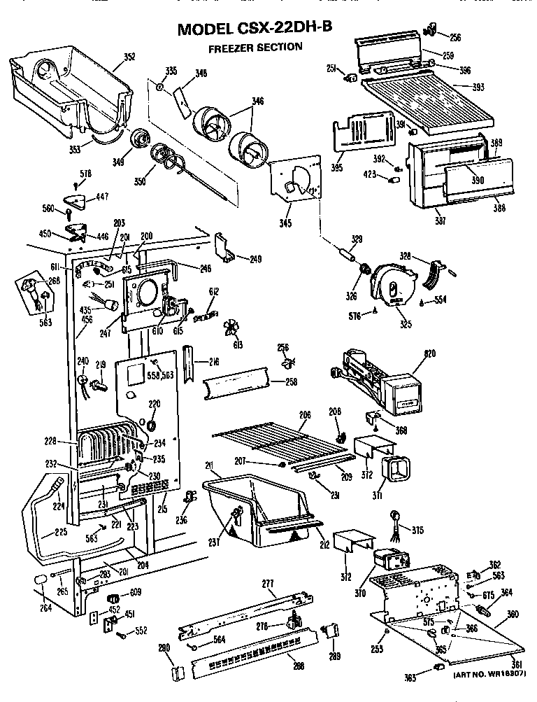 Hotpoint CSX22DHB freezer section diagram