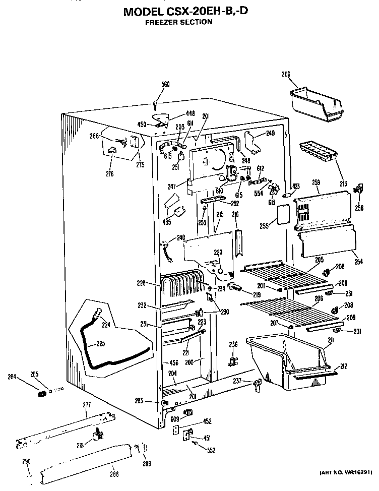 Hotpoint CSX20EHD freezer section diagram