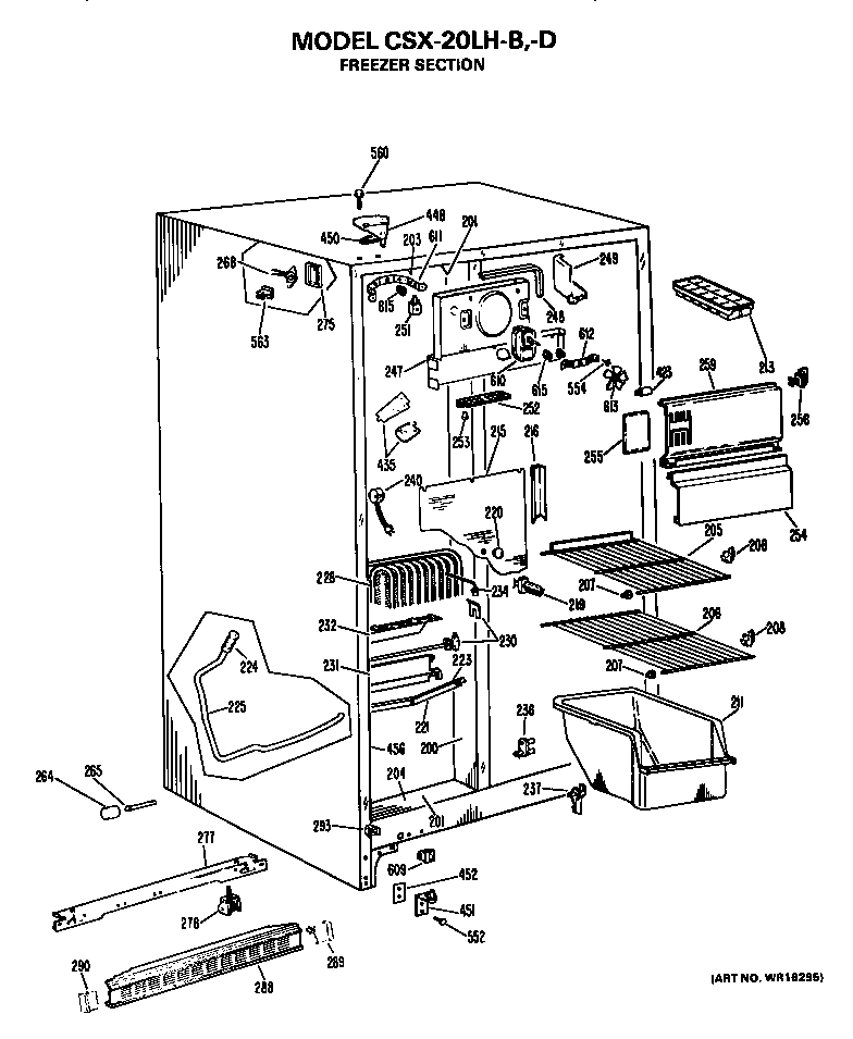 Hotpoint CSX20LHD freezer section diagram