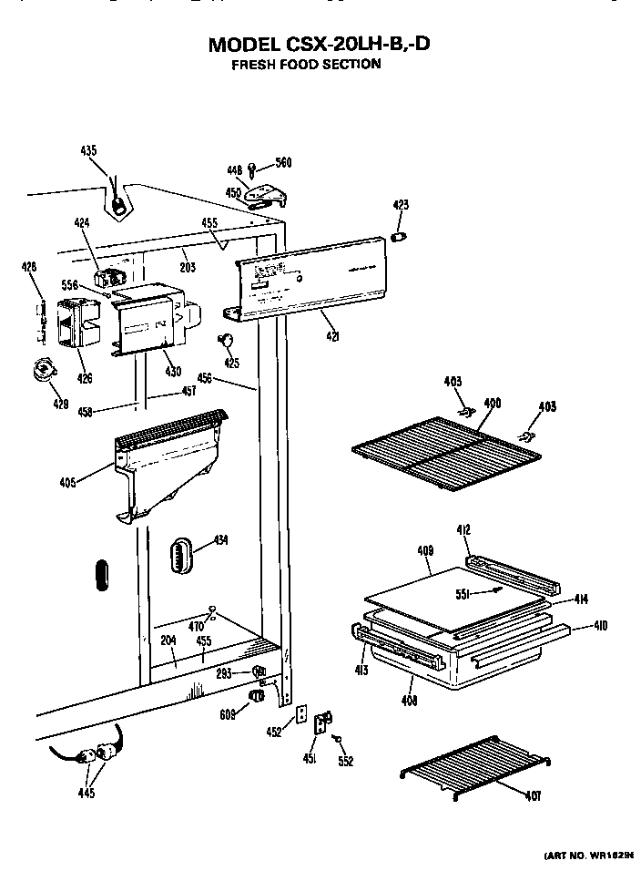 Hotpoint CSX20LHD fresh food section diagram