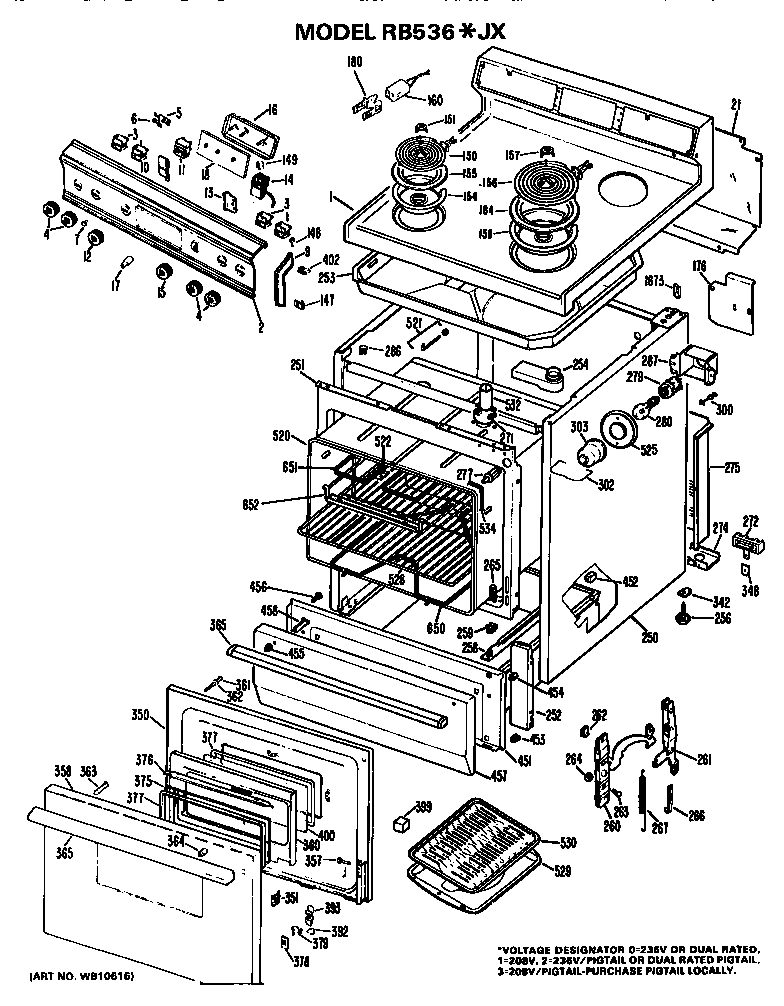 Hotpoint RB536*JX replacement parts diagram