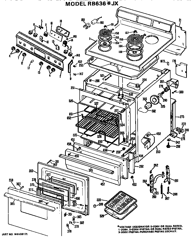 Hotpoint RB636*JX replacement parts diagram