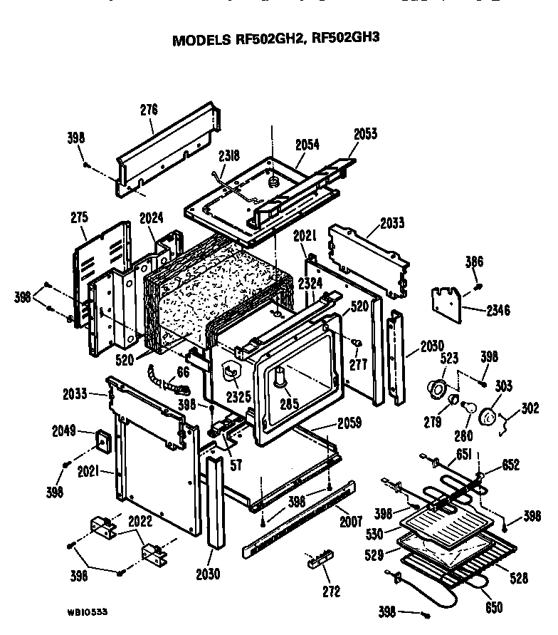 Hotpoint RF502GH3 main body diagram