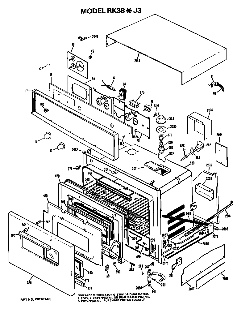Hotpoint RK38*J3 replacement parts diagram
