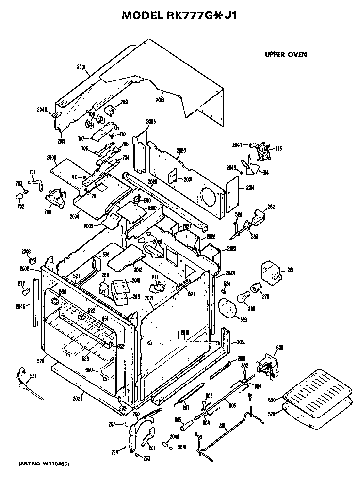 Hotpoint RK777G*J1 upper oven diagram