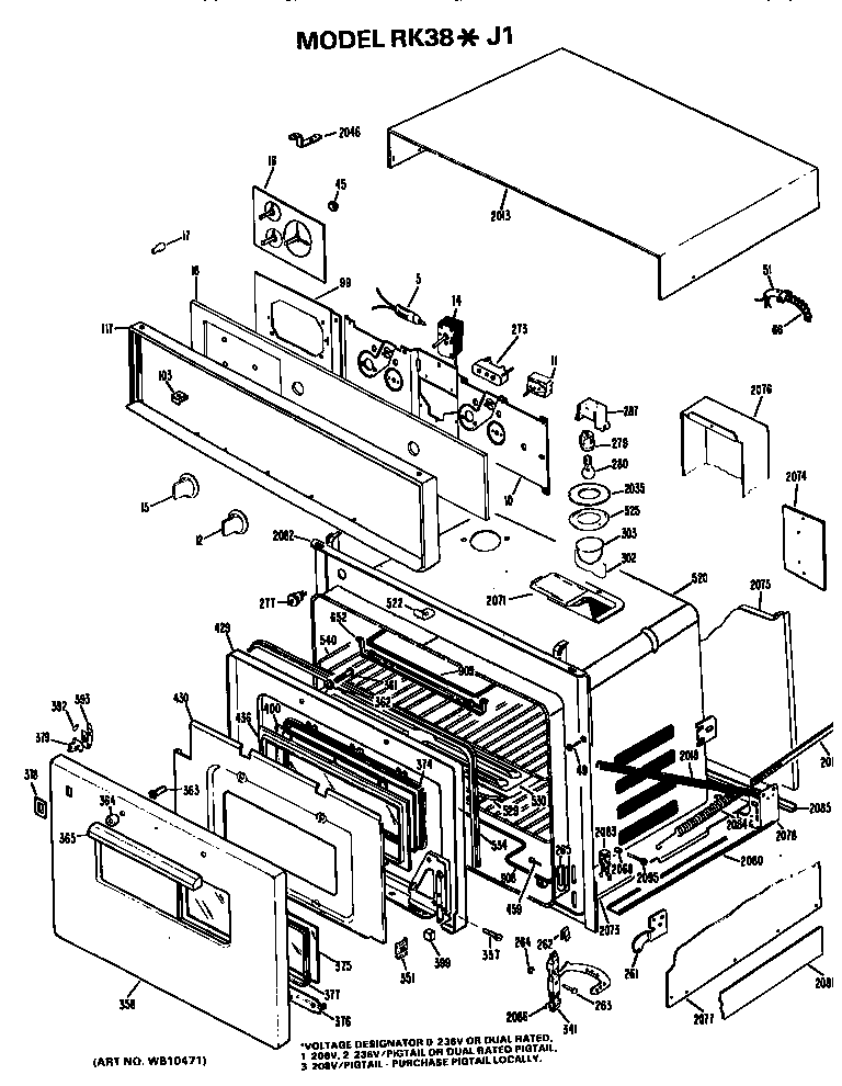 Hotpoint RK38*J1 built in oven diagram