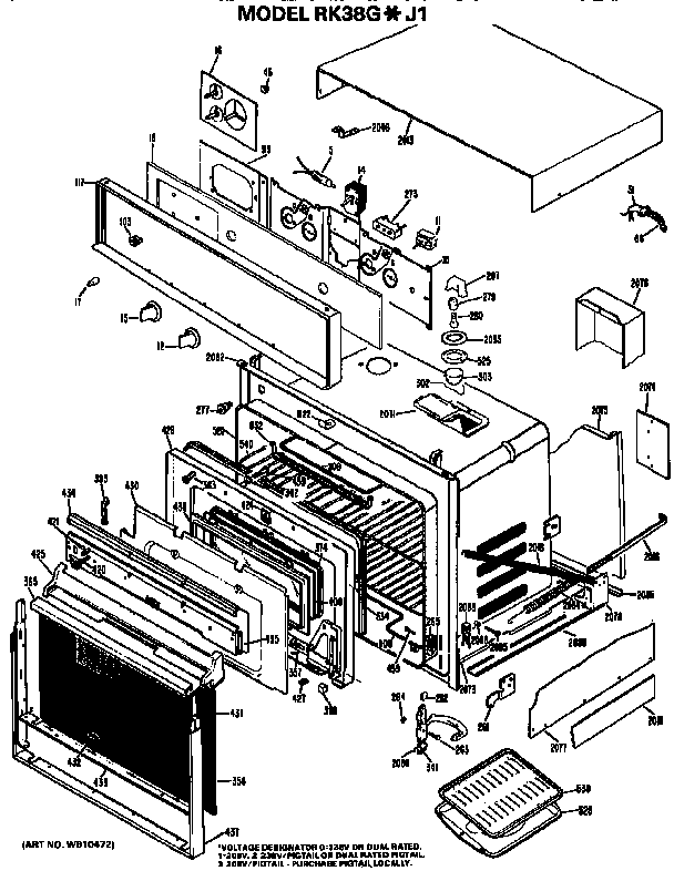 Hotpoint RK38G*J1 built-in oven diagram