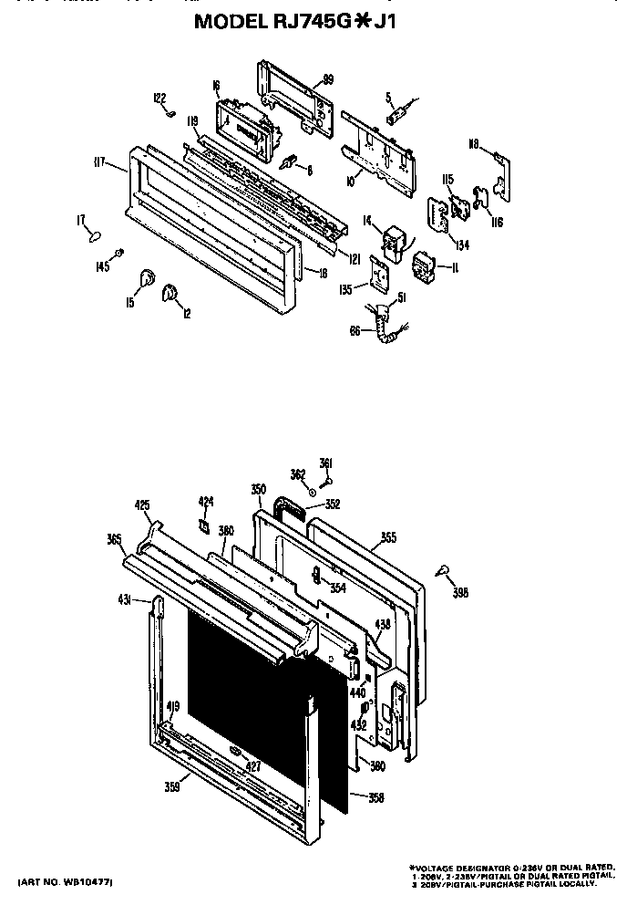 Hotpoint RJ745G*J1 controls/door diagram