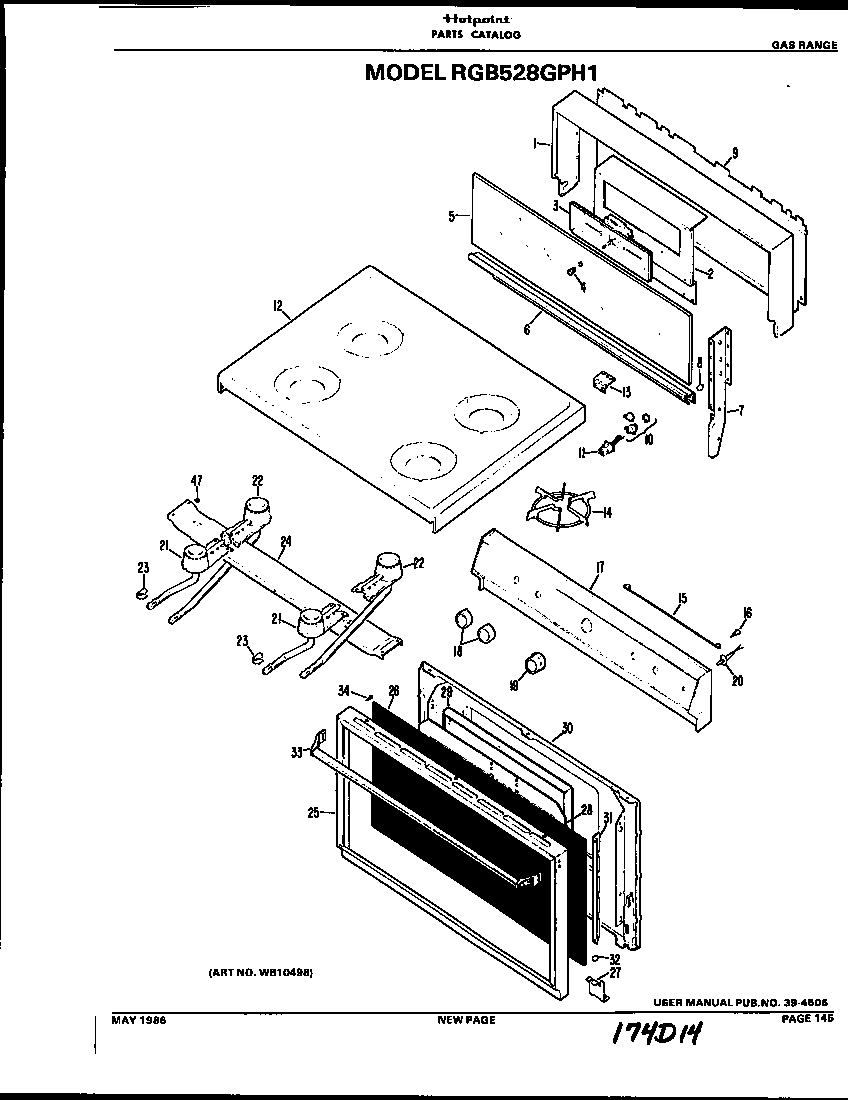 Hotpoint RGB528GPH1 cooktop diagram