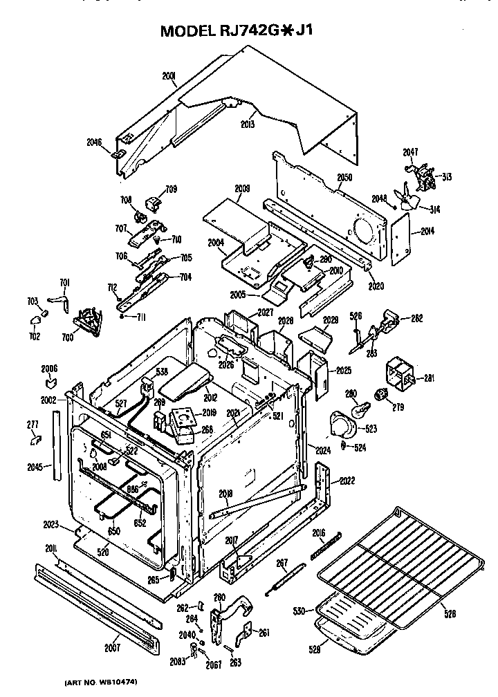 Hotpoint RJ742G*J1 oven diagram