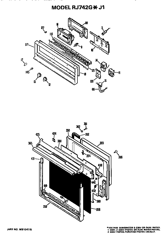 Hotpoint RJ742G*J1 controls/door diagram