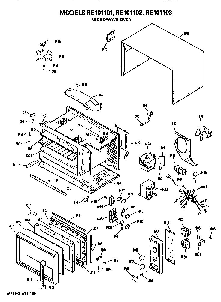 Hotpoint RE101101 microwave oven diagram