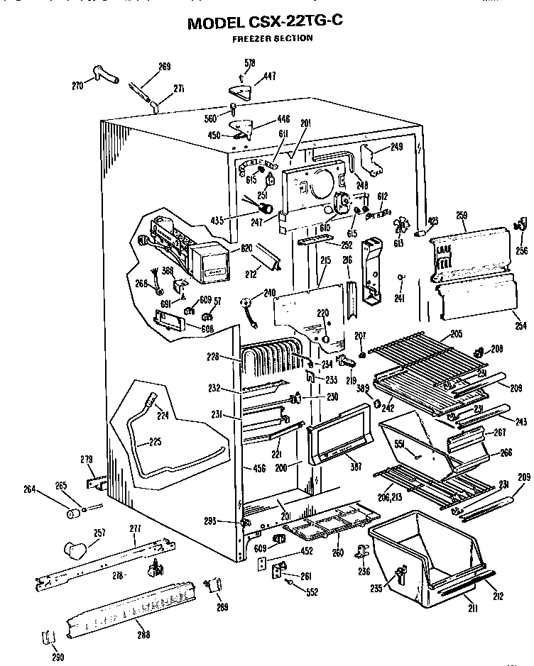 Hotpoint CSX22TGC freezer section diagram