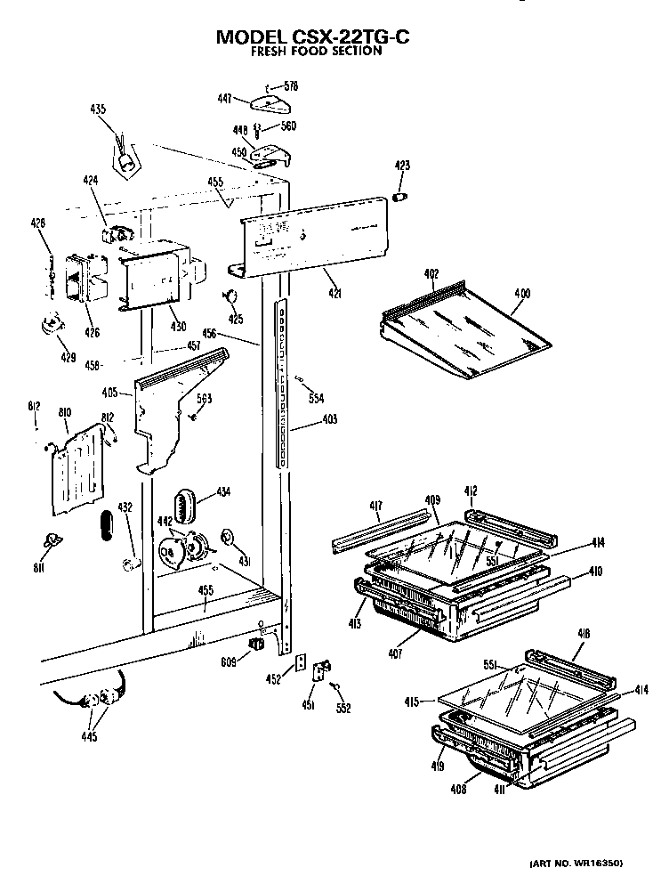 Hotpoint CSX22TGC fresh food section diagram