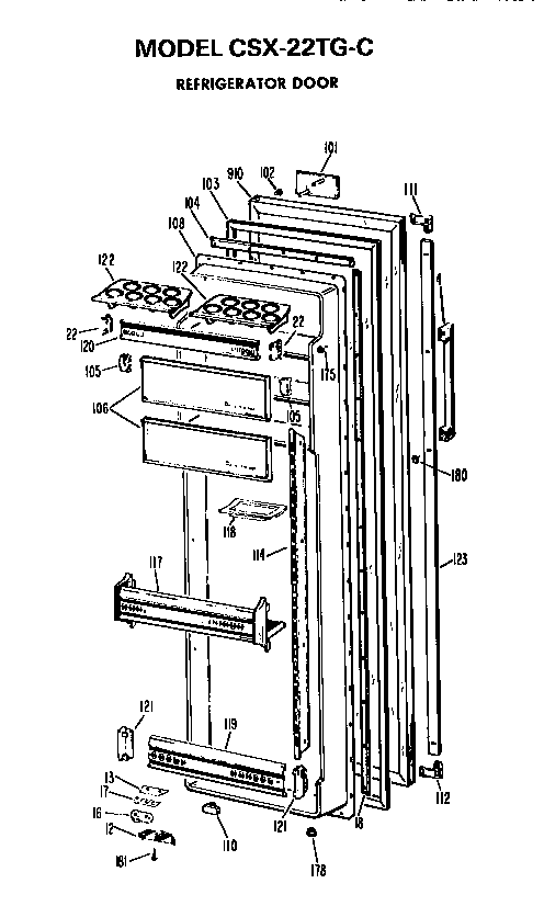 Hotpoint CSX22TGC fresh food door diagram