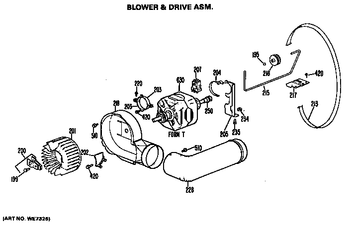 Hotpoint DLL2650BGL blower and drive assembly diagram