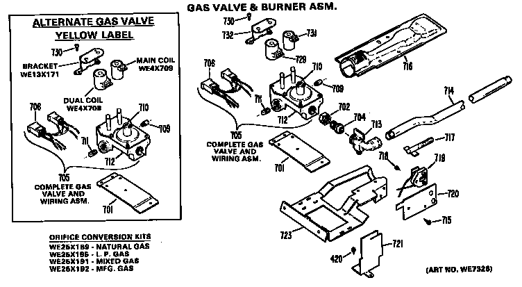 Hotpoint DLL2650BGL gas valve and burner assembly diagram