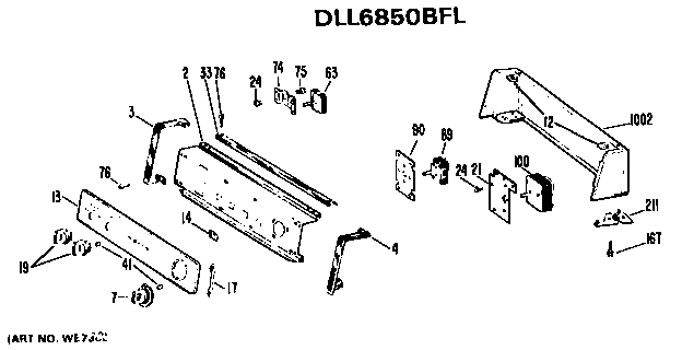 Hotpoint DLL6850BFL backsplash for dll6850bfl only diagram