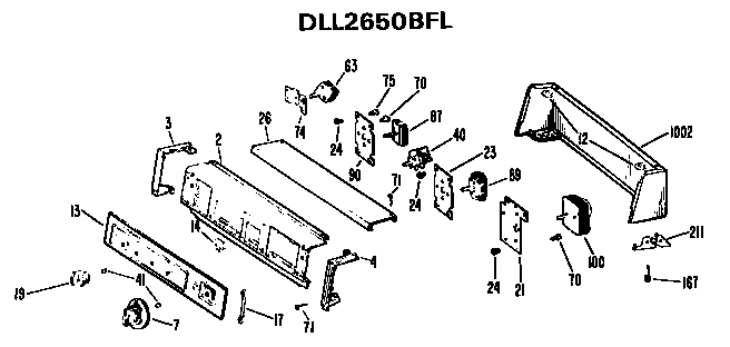 Hotpoint DLL6850BFL backsplash for dll2650bfl only diagram
