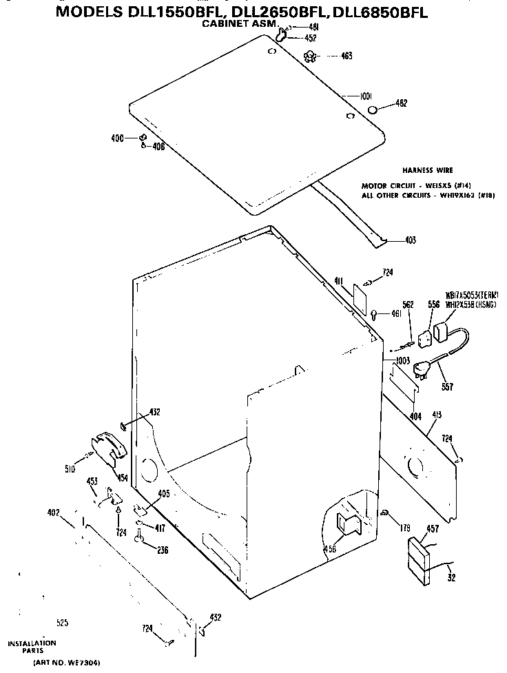Hotpoint DLL6850BFL cabinet assembly diagram