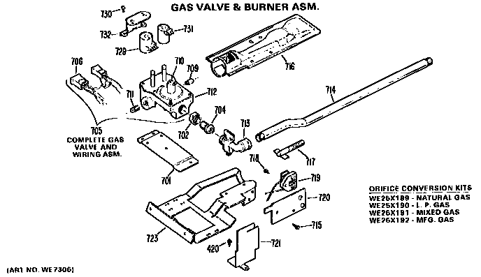 Hotpoint DLL6850BFL gas valve and burner assembly diagram