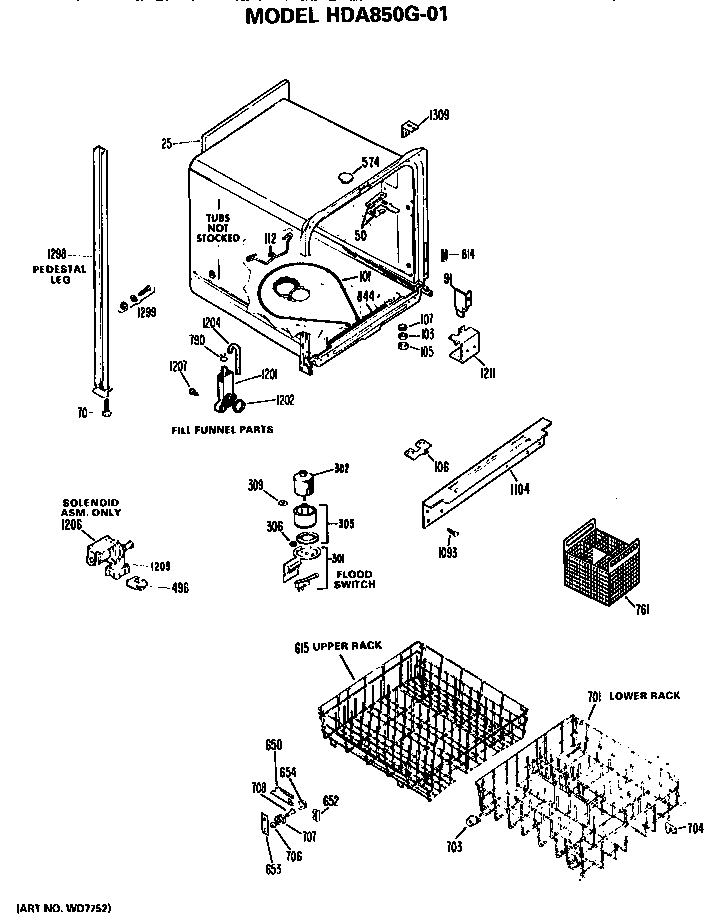 Hotpoint HDA850G-01 tub diagram