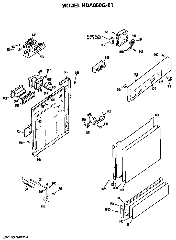 Hotpoint HDA850G-01 front/control panel diagram