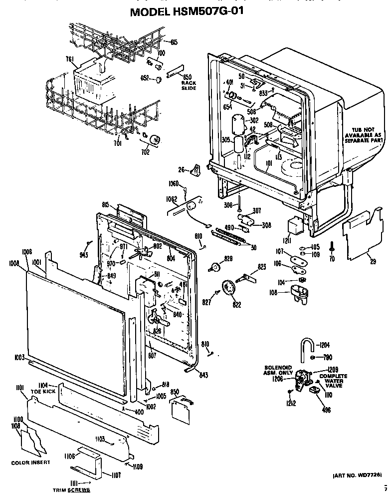 Hotpoint HSM507G-01 tub diagram