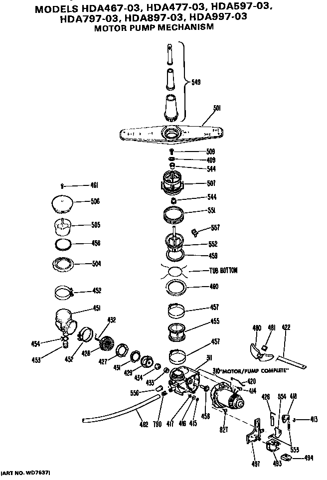 Hotpoint HDA477-03 motor-pump diagram