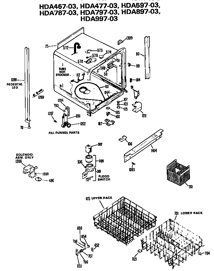 Hotpoint HDA477-03 tub diagram