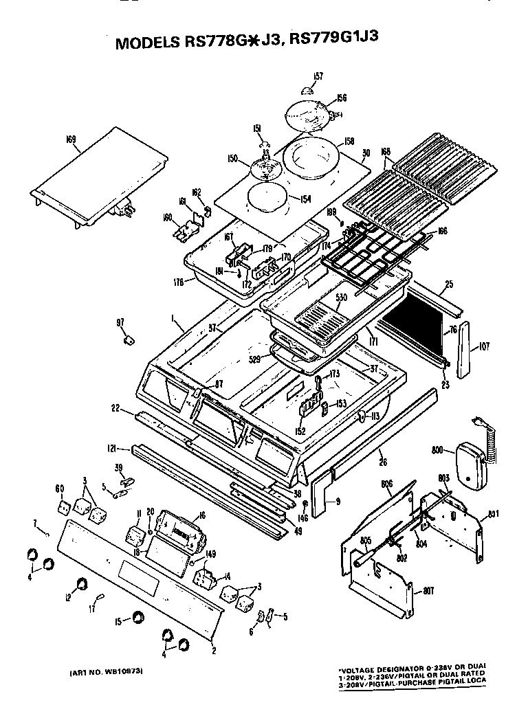 Hotpoint RS779G1J3 cooktop/controls diagram